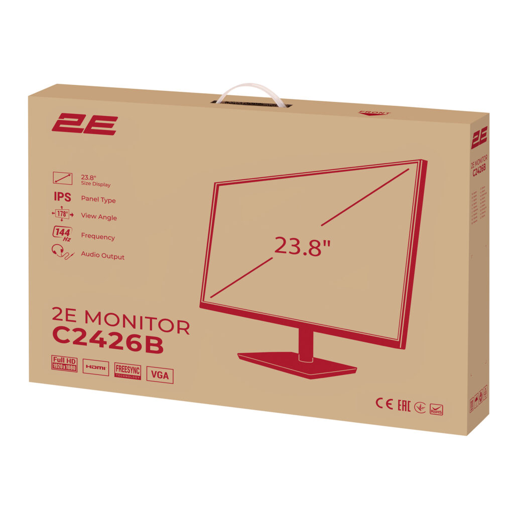 Монітор 2E 23.8″ C2426B D-Sub, HDMI, IPS, 144Hz, FreeSync