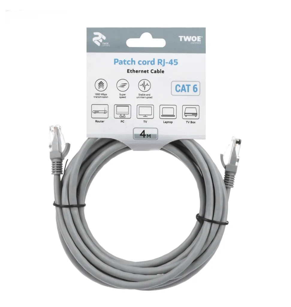 Patch cord 2E Cat 6, RJ45, 24AWG, 4m