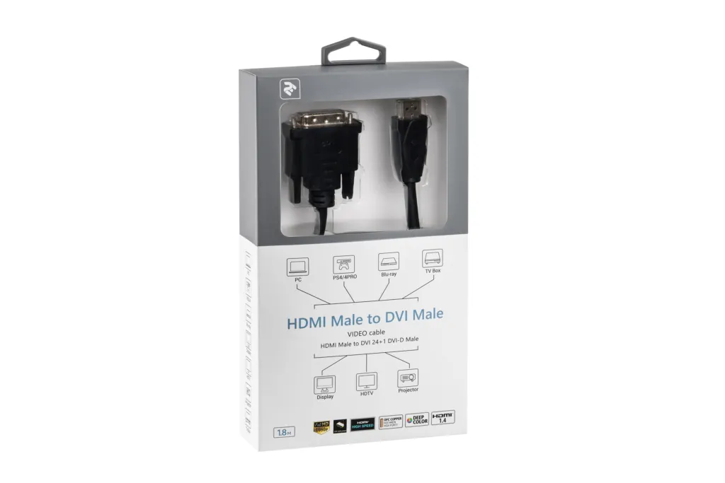 Кабель 2E HDMI TO DVI 24+1, Molding Type, 1.8m Black