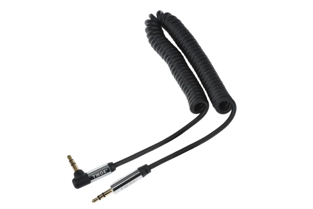Кабель 2E аудио (jack 3.5мм-M/jack 3.5мм-M) right angel, Coiled 1.8м Black