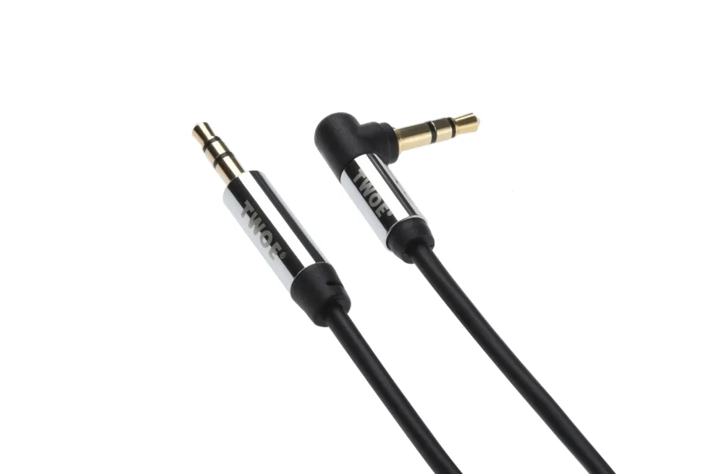 Кабель 2E аудио (jack 3.5мм-M/jack 3.5мм-M) right angel, Coiled 1.8м Black