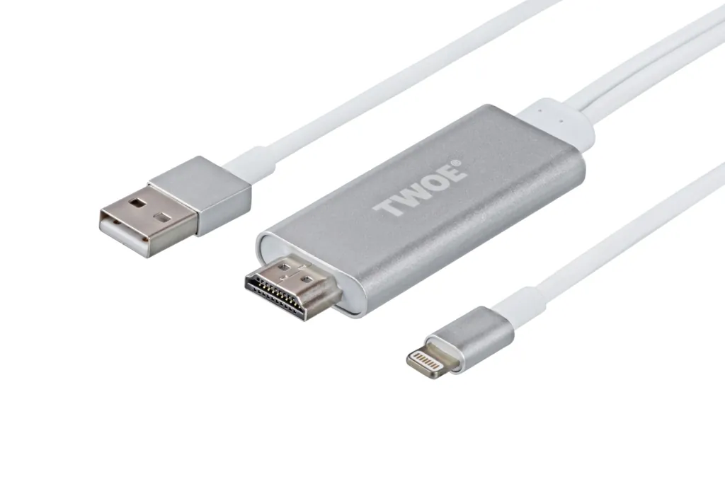 Адаптер 2E Lightning to HDMI with USB A Male Cable, Aluminum Shell, 2 m