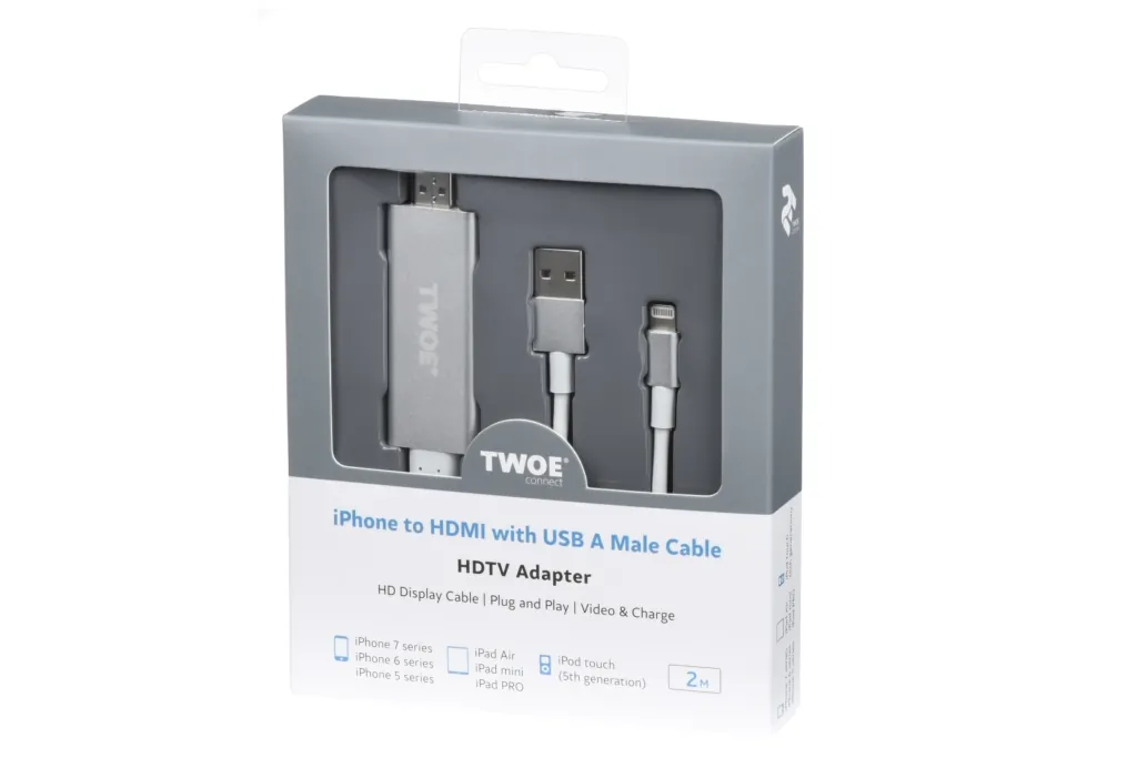 Адаптер 2E Lightning to HDMI with USB A Male Cable, Aluminum Shell, 2 m