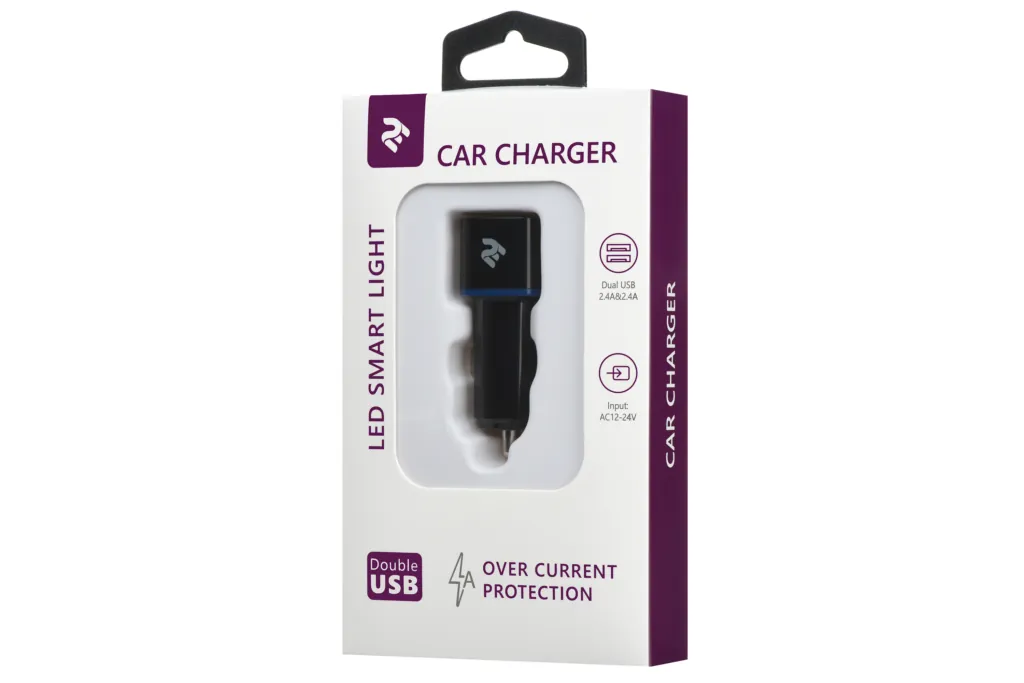 2E Dual USB Car Charger 2.4Ax2.4A Black