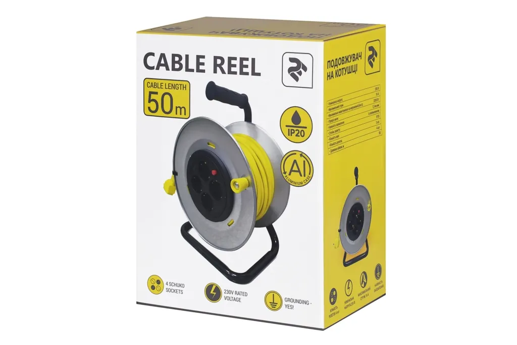 Extension Cord Reel 2E with 4XSchuko Plug, IP20, 3Gx1.5mm, 50 m