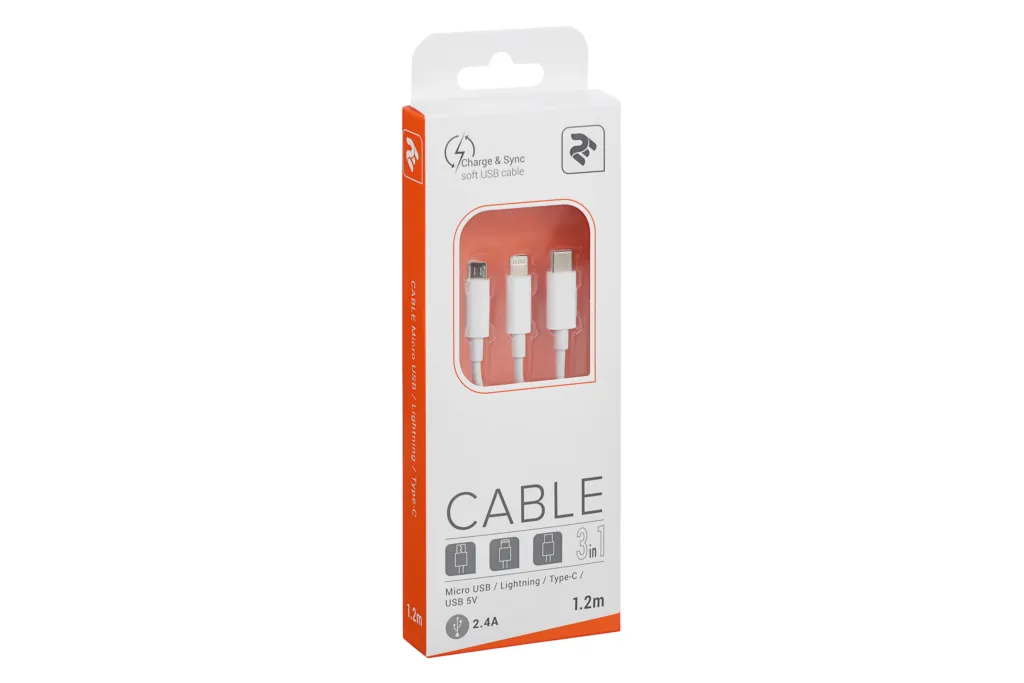 Кабель 2E USB 3 in 1 Micro/Lightning/Type C