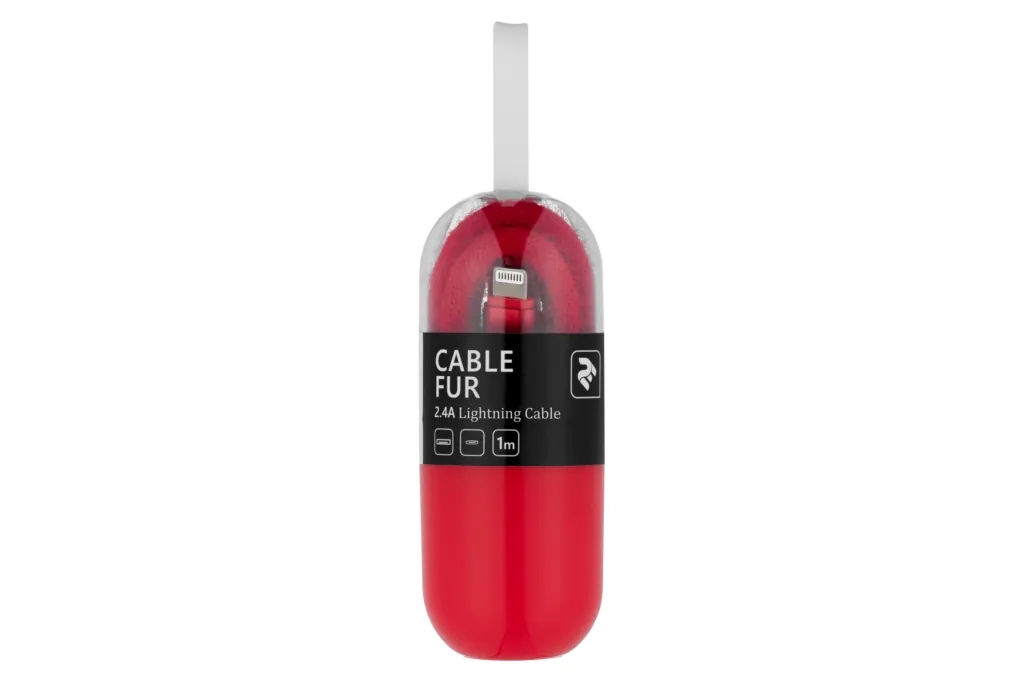 Кабель 2E Fur USB 2.0 to Lightning Cable, 1м, Red