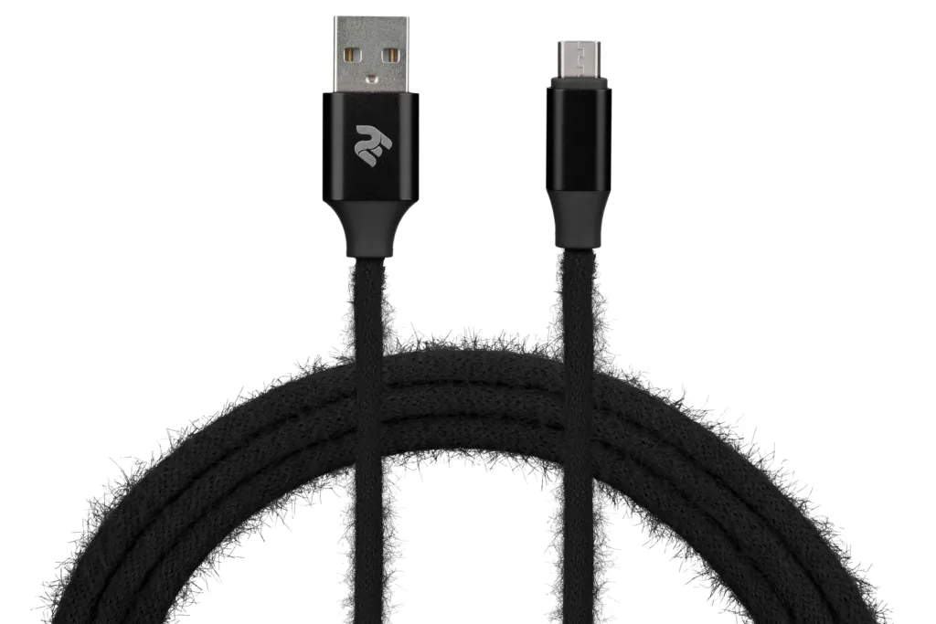 2E Fur USB 2.0 to MicroUSB Cable, 1m, Black