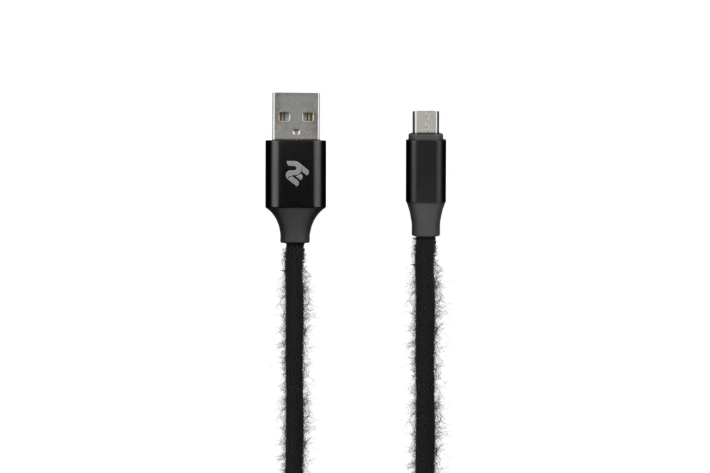 2E Fur USB 2.0 to MicroUSB Cable, 1m, Black