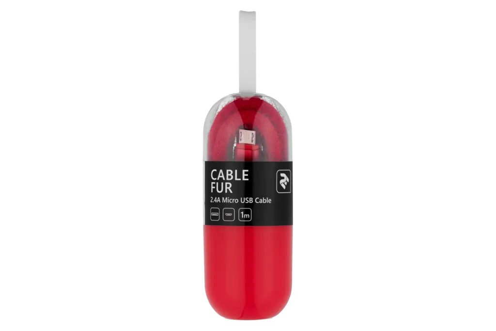 2E Fur USB 2.0 to MicroUSB Cable, 1m, Red