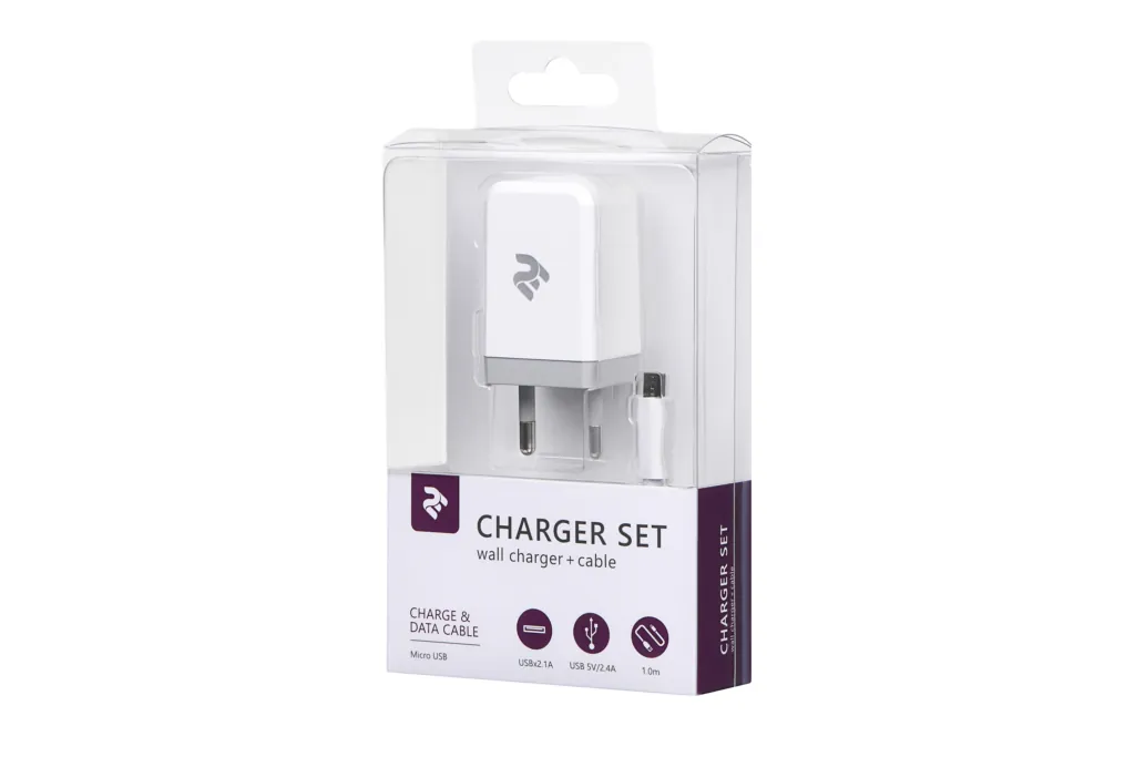 Network Charger USB Wall Charger+Cable MicroUSB, White