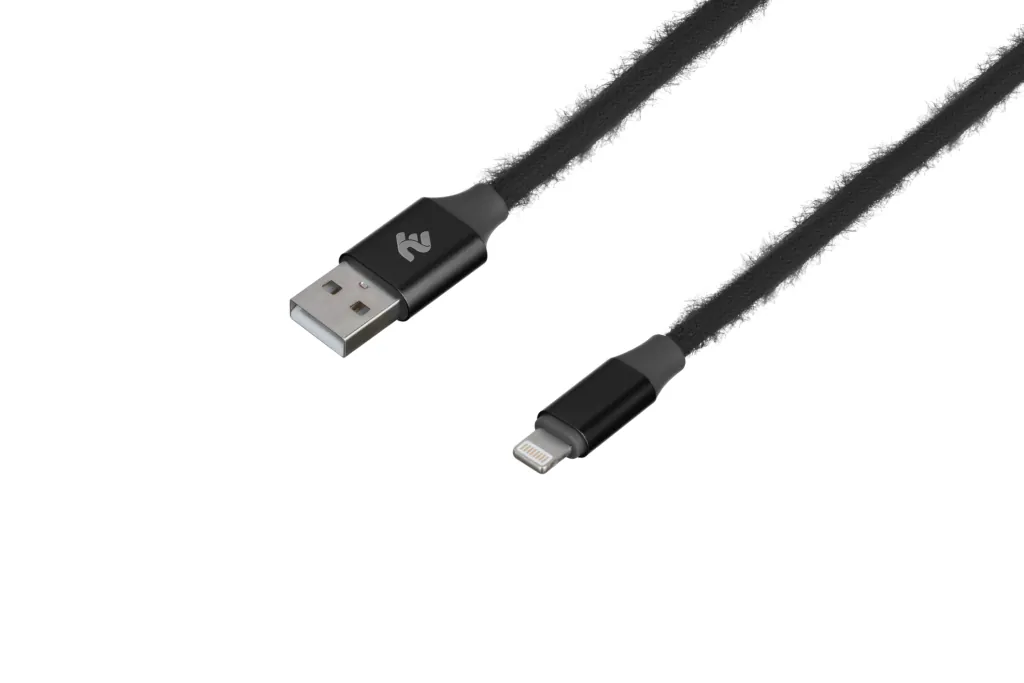 Кабель 2E Fur USB 2.0 to Lightning Cable, 1м, Black