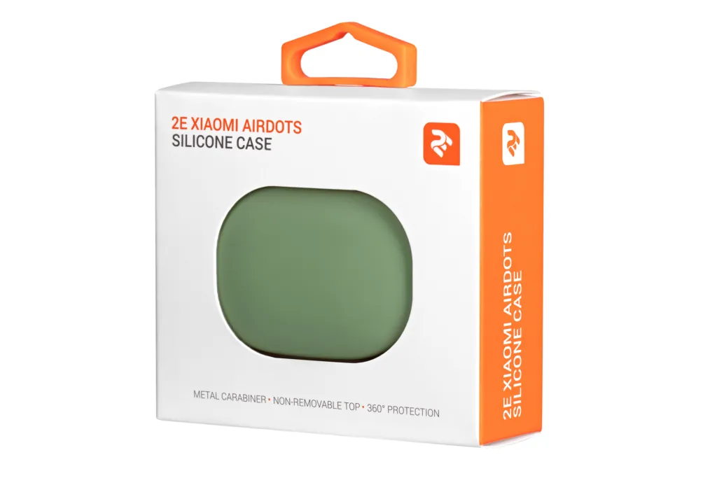 2E earphone case for Xiaomi AirDots, Pure Color Silicone (1.5mm), Light green