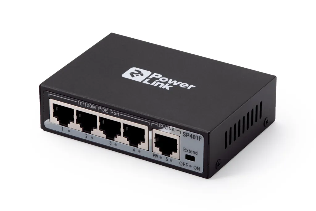 Switch 2E PowerLink SP401F 5xFE (4x FE PoE, 1xFE Uplink, 50W), unguided