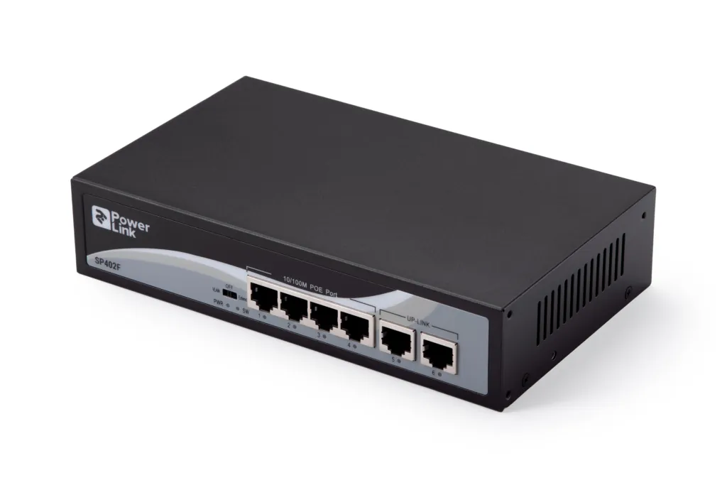 Коммутатор 2E PowerLink SP402F 6xFE (4x FE PoE, 2xFE Uplink, 65W), неуправляемый