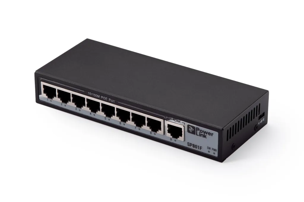 Switch 2E PowerLink SP801F 9xFE (8xFE PoE, 1xFE Uplink, 104W), unguided
