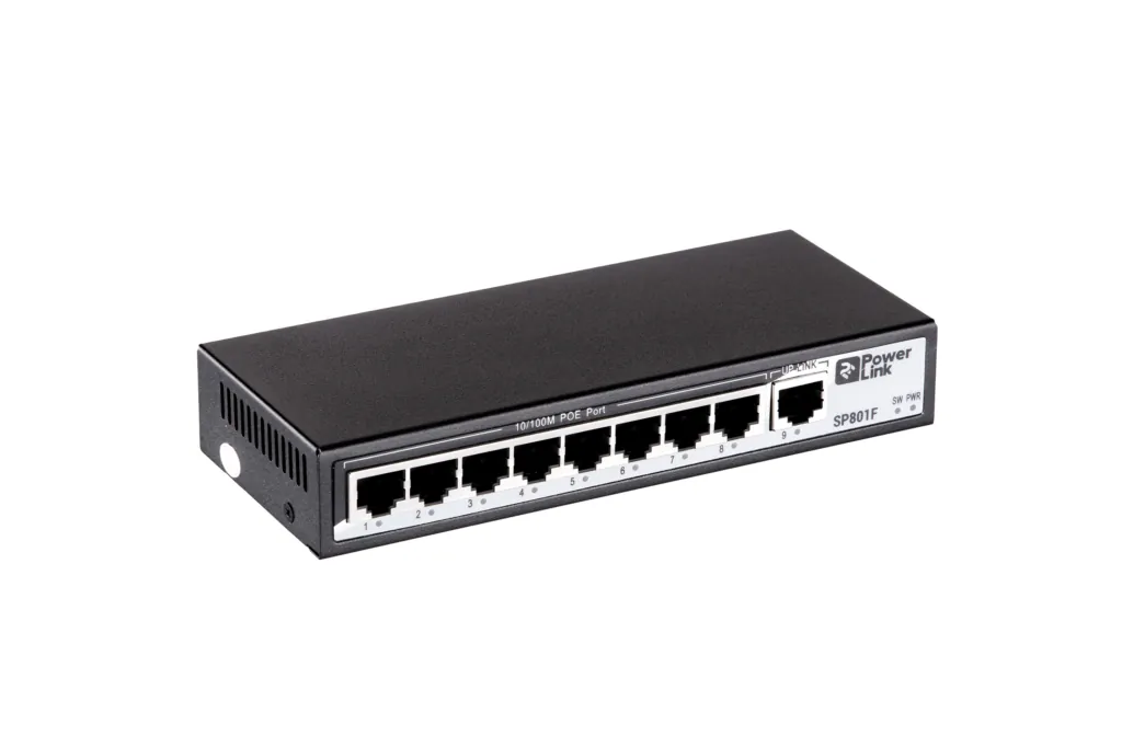 Switch 2E PowerLink SP801F 9xFE (8xFE PoE, 1xFE Uplink, 104W), unguided