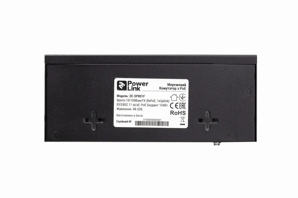 Switch 2E PowerLink SP801F 9xFE (8xFE PoE, 1xFE Uplink, 104W), unguided