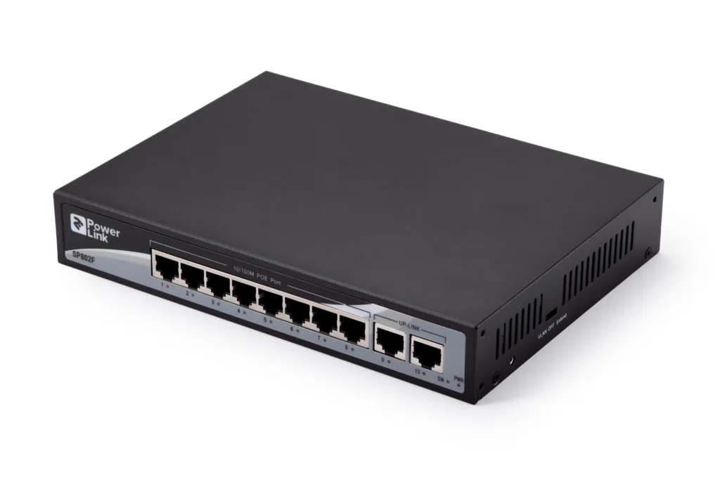Switch 2E PowerLink SP802F 10xFE (8xFE PoE, 2xFE Uplink, 150W), unguided