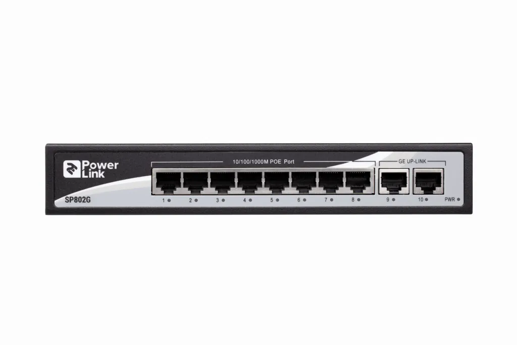Switch 2E PowerLink SP802G 10xGE (8xGE PoE, 2xGE Uplink, 150W), unguided