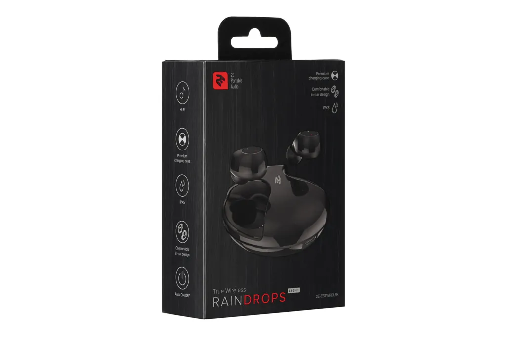 Навушники 2E RainDrops Light True Wireless, Black