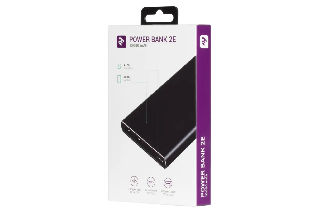 Power Bank 2Е 10000 mAh Metal surface Black