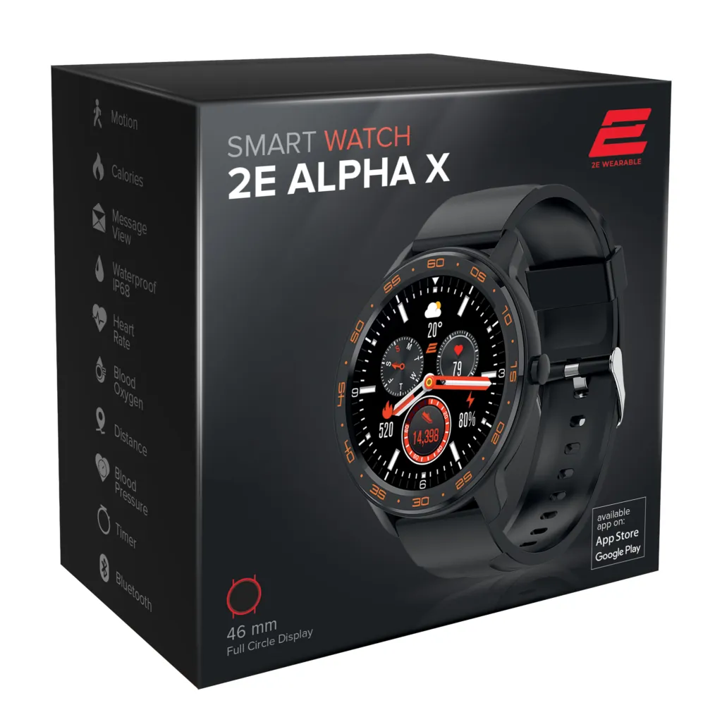 2E Смарт-годинник Alpha X 46 mm Black-Orange
