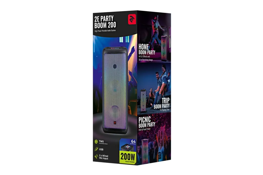 Акустическая система 2E PARTY BOOM 200 TWS, DJ Effects, Wireless Black