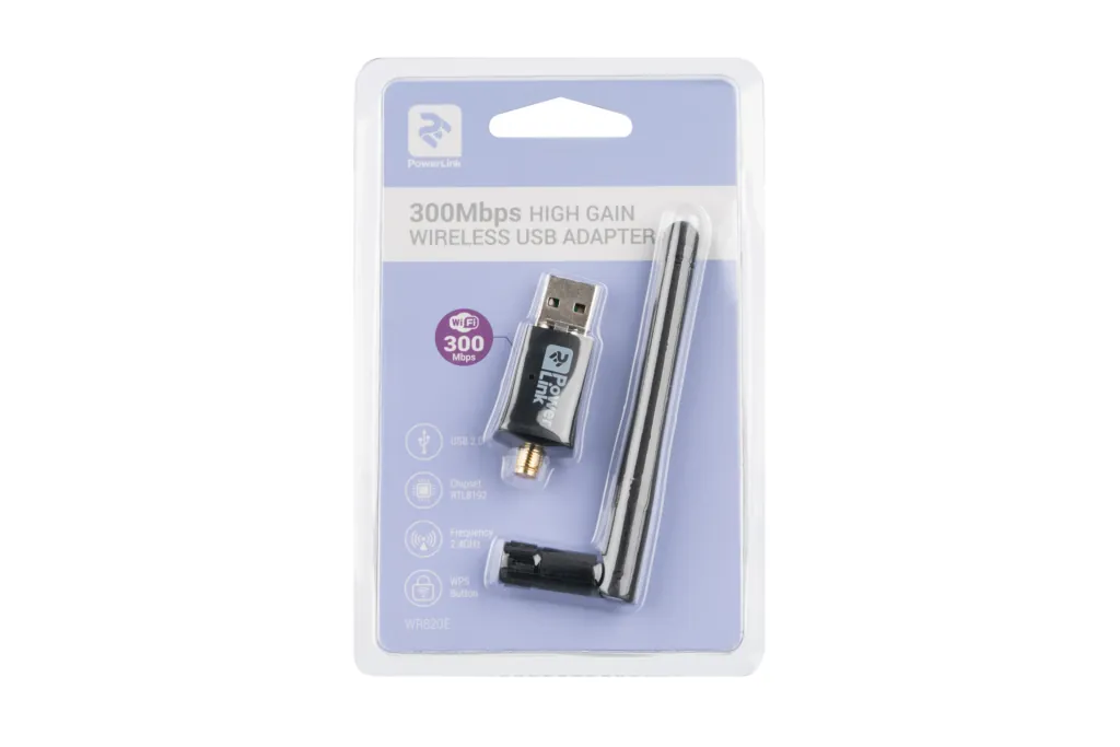 WiFi adapter 2E PowerLink WR820E N300, External Detachable Antenna