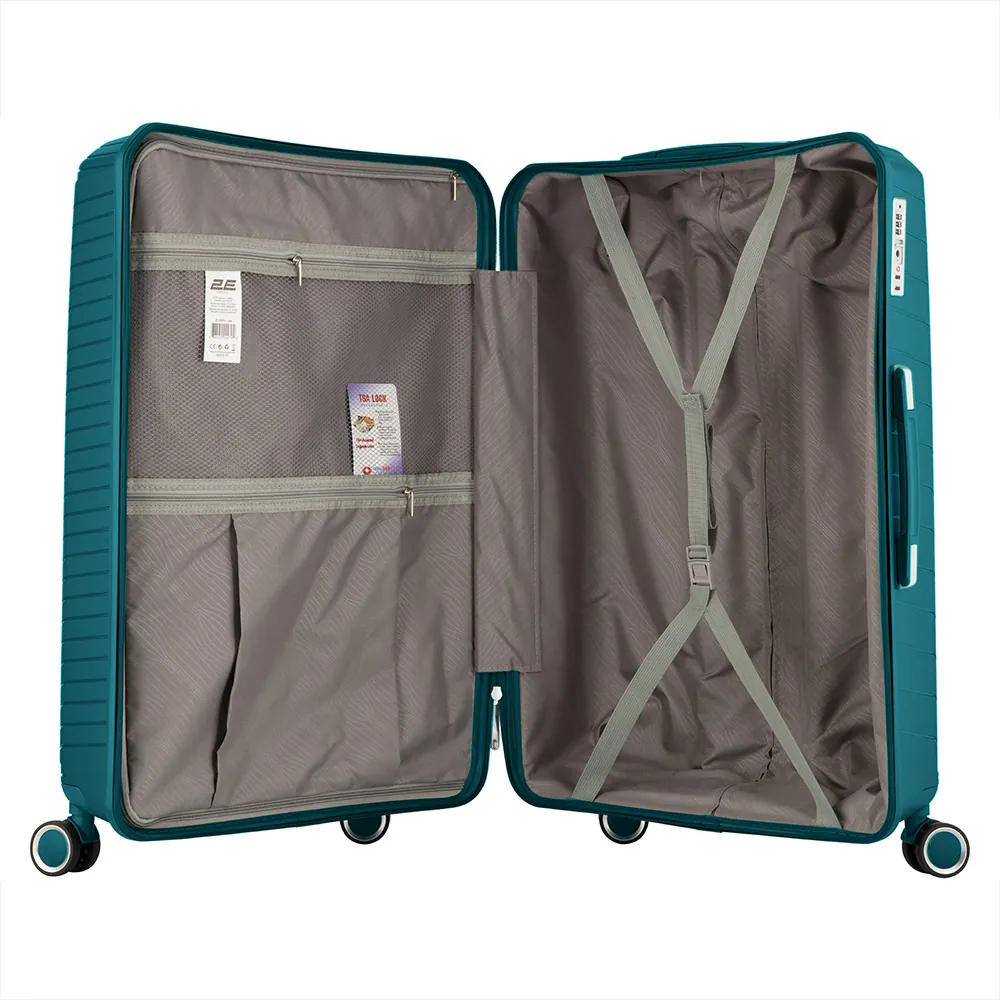 2E Plastic Suitcase, SIGMA, L, 4 Wheels, Aqua Marine