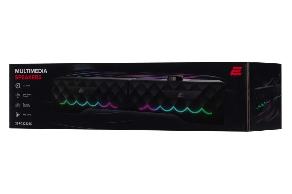 Multimedia speakers 2E PCS232 RGB, Soundbar, 2.0, USB, Black