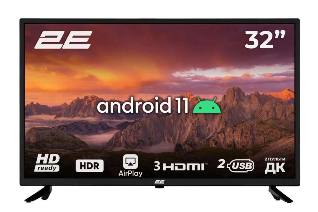 2E Телевізор 32″ LED HD 50Hz Smart Android Black