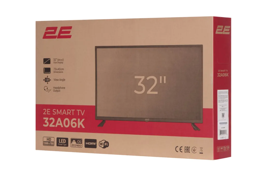 2E Телевізор 32″ LED HD 50Hz Smart Android Black