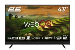 2E Телевізор 43″ LED 4K 50Hz Smart WebOS Black soundbar