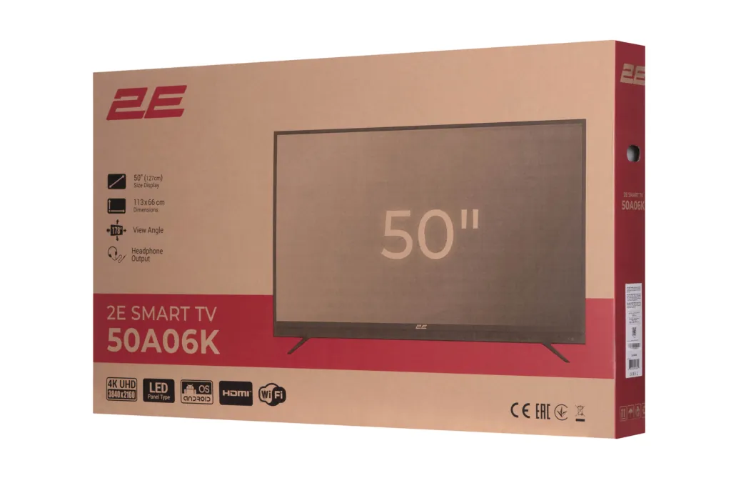 2E Телевізор 50″ LED 4K 50Hz Smart Android Black