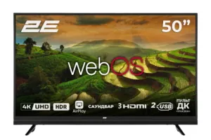 2E Телевізор 50″ LED 4K 50Hz Smart WebOS Black soundbar