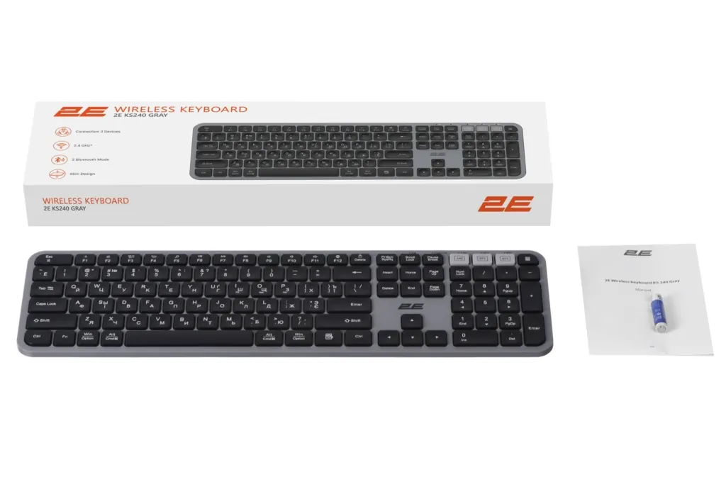 Клавиатура 2E KS240 WL BT Gray