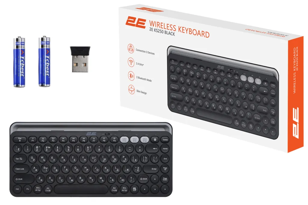 Keyboard 2E KS250 WL BT Black