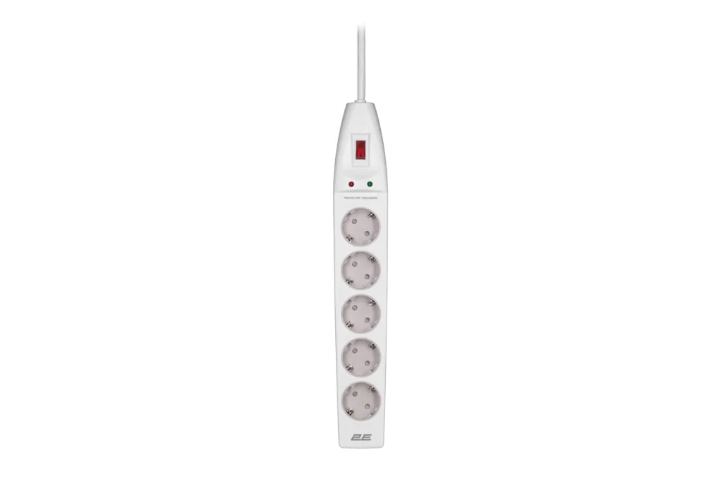 2E Surge protector with switch, G*1.5мм, 5m, white