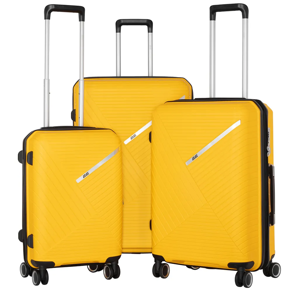 2E Plastic Suitcases Set, SIGMA, (L+M+S), 4 Wheels, Yellow