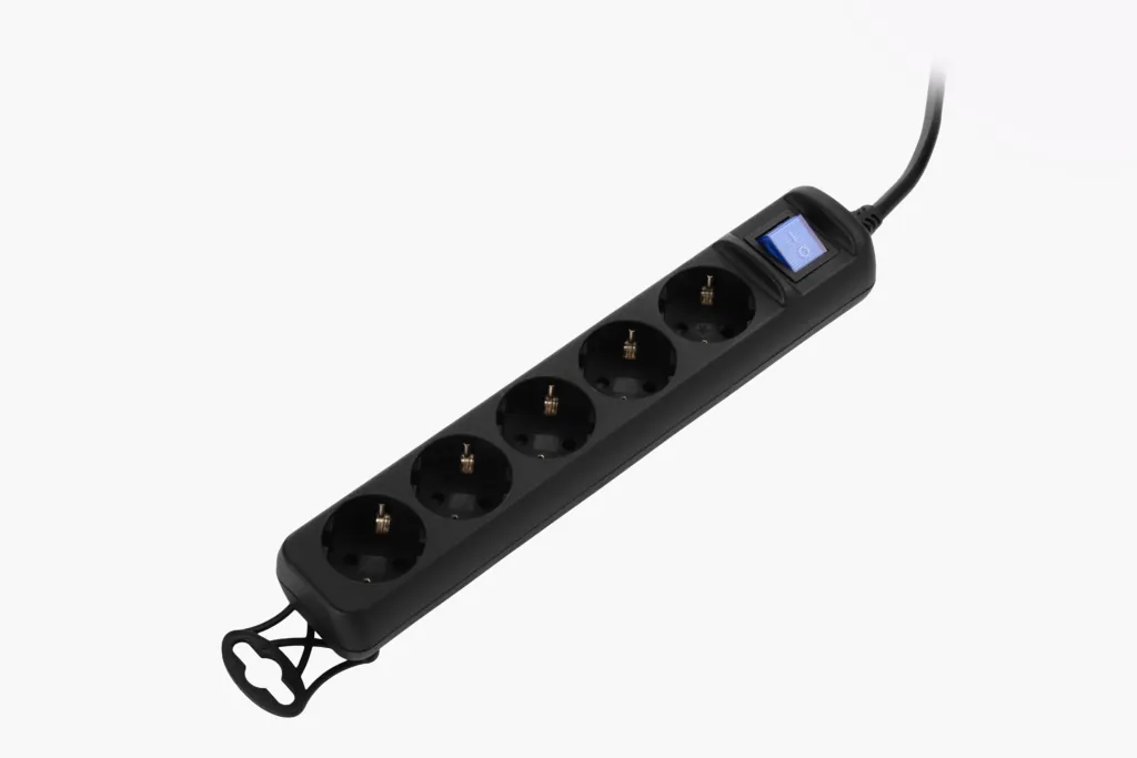 2E Power strip 5XSchuko switch, 3G*0.75мм, 1.8м, Black