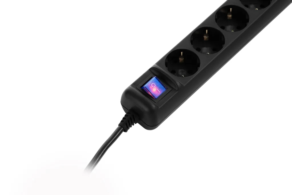 2E Power strip 5XSchuko switch, 3G*0.75мм, 1.8м, Black