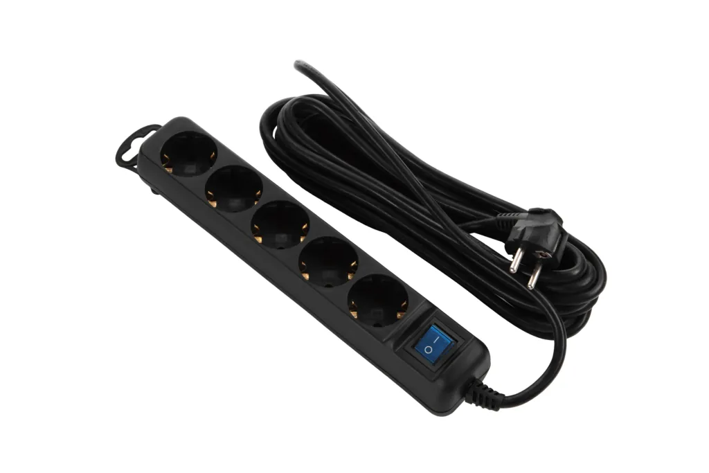 2E Power strip 55XSchuko switch, 3G*0.75мм, 5м, Black