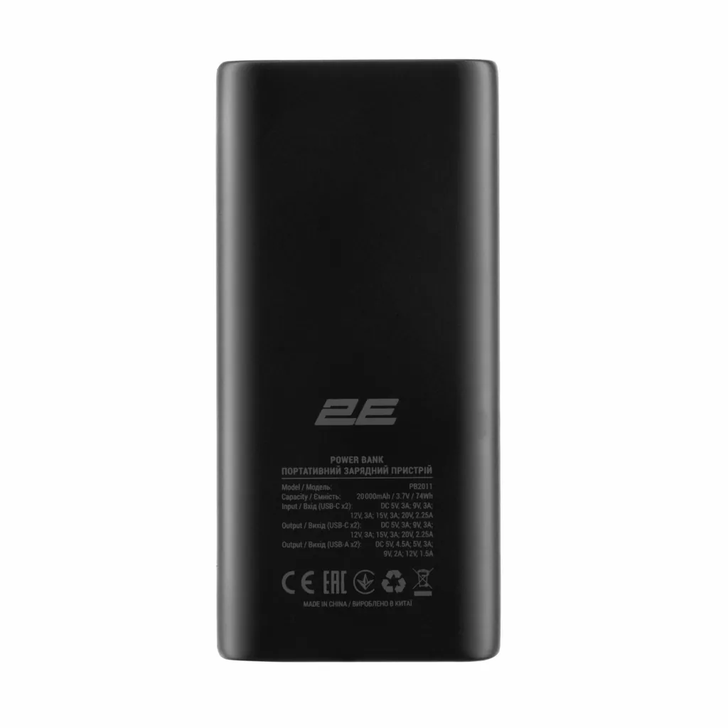 Power Bank 2Е 20000mAh PD, QC Black
