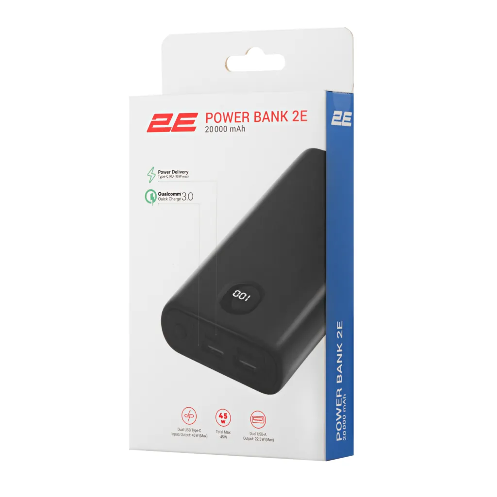 Power Bank 2Е 20000mAh PD, QC Black