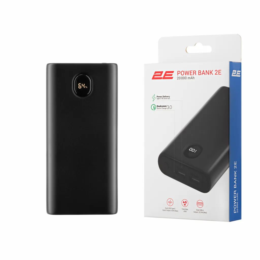 Power Bank 2Е 20000mAh PD, QC Black