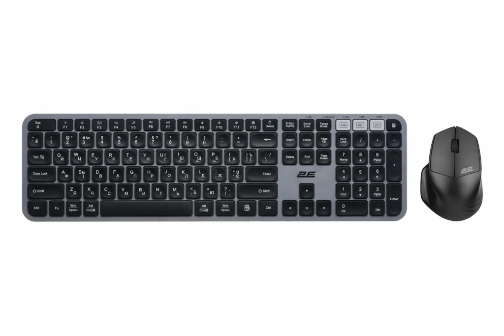 2E Комплект клавіатура та миша MK440, WL/BT, EN/UKR/RU, сіро-чорний