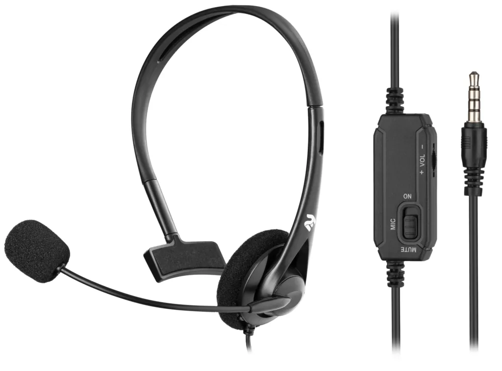 PC headset mono On-ear 2E CH11 mini-jack, omni-mic, 1.2m, black