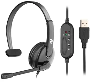 Гарнитура ПК моно On-ear 2E CH12 USB, omni-mic, 2м, черный