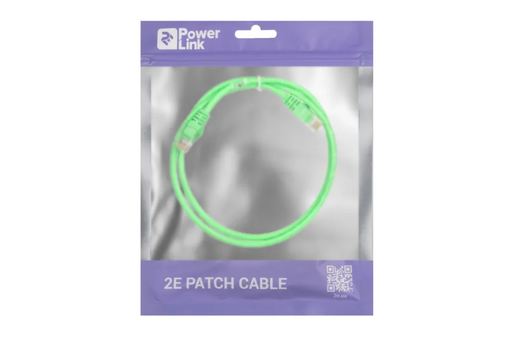 Patch Cable 2E Cat 5e,UTP,RJ45, 26AWG ,7/0.16 CCA, 1.00 m,PVC, Green